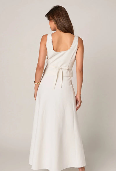 Lace trim linen top and skirt set