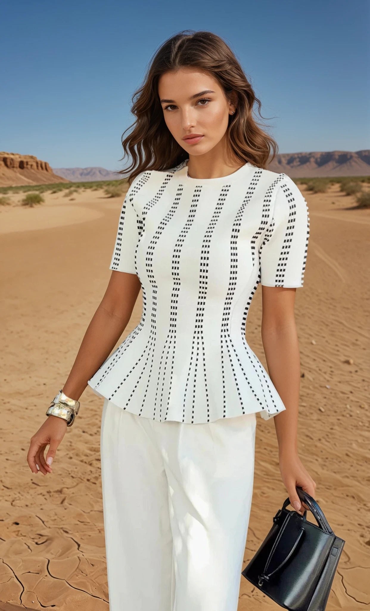 Danielle peplum striped top