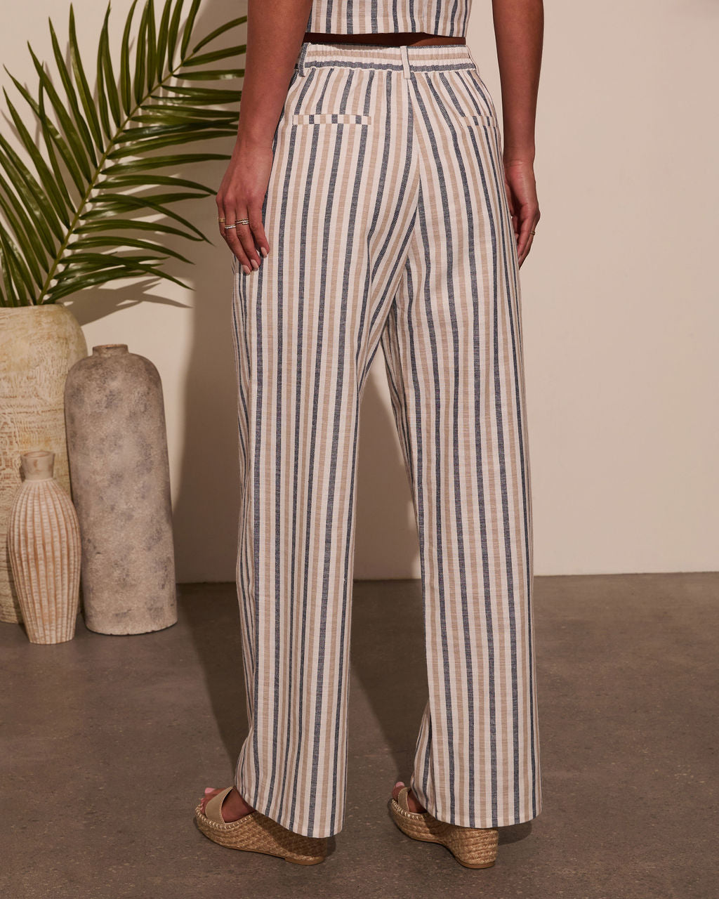 Sarena striped linen pant set
