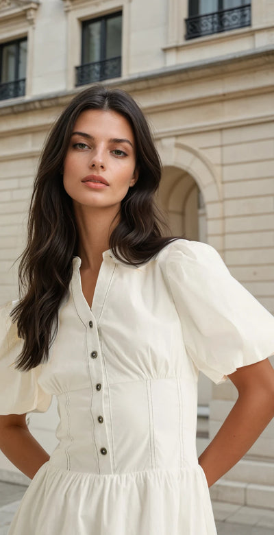 Salome midi puff sleeve dress
