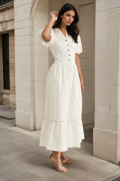 Salome midi puff sleeve dress