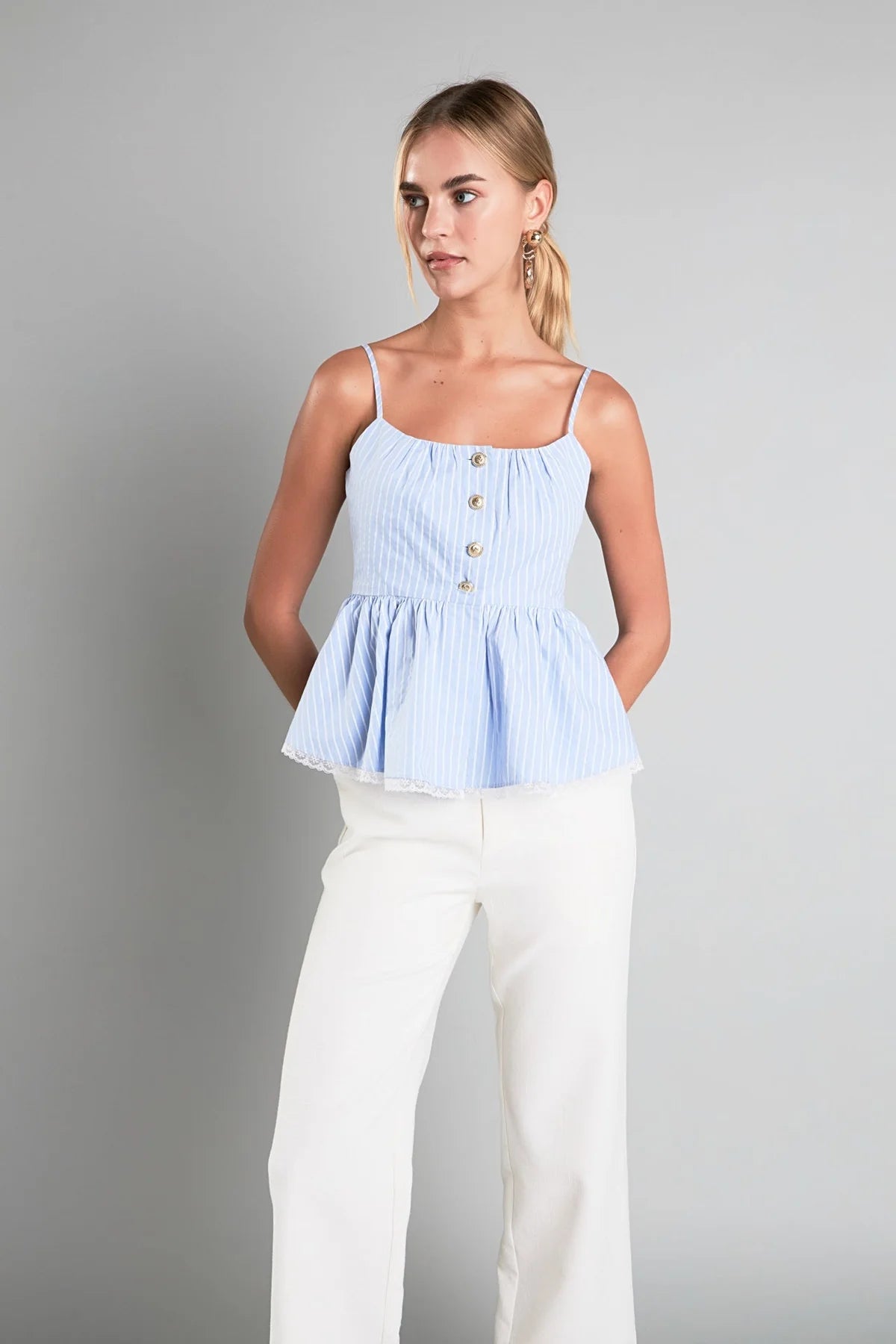 Striped peplum top
